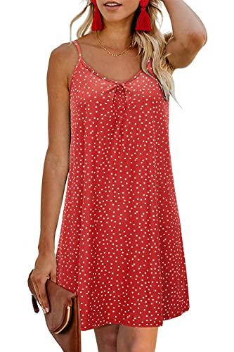 ULTRANICE Women's 2026 Spring Summer Casual Vacation Hawaiian Beach Dresses Cover Up V Neck Polka Dot Backless Mini Sun Dress(Floral I,XL#)