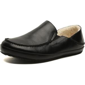Men's Slippers Premium Leather Warm Cozy House Slippers For Men Slip On Drop-In Heel Fur Lining Shoes Suitable for Indoor Outdoor Non-Slip Walking Loafers 8