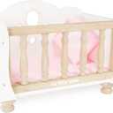 Le Toy Van - Educational Wooden Toy Role Play Beautiful Sleigh Doll Cot & Crib | Girls Pretend Play Toy Pram Playset - for Ages 3+ (White)
