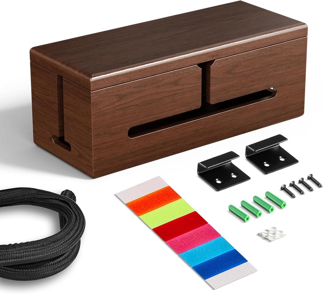 Large Cable Management Box-Stylish Wire Organizer, Wire Concealer and Wire Management Box-Wire Management Box with Protective Sleeve (Brown) Large Cable Management Box-Stylish Wire Organizer, Wire Concealer and Wire Management Box-Wire Management Box with Protective Sleeve (Brown)