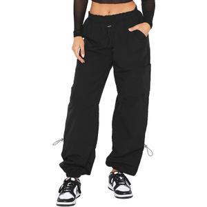 DISCIPBUSH Cargo Pants Women Baggy - Parachute Pants for Women, Rave Y2K Festival Outfits Hiking Camping Essentials, Size XL