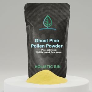 Holistic Bin Organic Pine Pollen Powder Pharmaceutical Grade, Wild Harvested, Golden California Pine Pollen | Non GMO, No Additives | Pure Pollen Supplement Made from The Ghost Pine Tree, 20 g (0.71 Ounce (Pack of 1)), Best By 06/2026