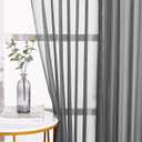 NICETOWN Sheer Curtains 108" Extra Long - Grommet Top Soft Voile Texture Window Draperies for Villa/Cottage (108" Wide Total 2 Pieces, Dark Grey)