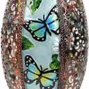 Butterfly Solar Lanterns Glass & Metal Hanging Lantern Outdoor Waterproof 16" H Tabletop Light with Hollowed-Out Design for Garden Patio Table Decor Mother's Day Gift