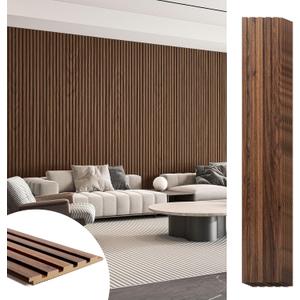 Art3d 6-Piece Wood Slat Panels for Stylish Interior Decor and Ceiling Decoration, MDF 3D Textured Panel for Ceiling and Wall,Size 94.6 x 7.4 in-Walnut
