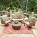 2 x OTOSTAR Set of 4 Waterproof Throw Pillow Covers 16x16 Inch Farmhouse Geometric Square Pillow Cases for Couch Patio Furniture Balcony Garden Outdoor DecorationGeometry40-Khaki