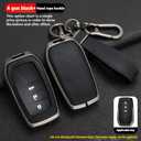 RYE Key Fob Cover for Toyota, Leather+Zinc Alloy Key Fob Case for 2025 Camry, 2021-2025 Venza, Grand Highlander Hilux, Fortuner, 2022-2025 Tundra Tacoma Remote Key (Black, Come with Keychain)