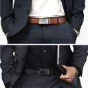 CHAOREN Leather Ratchet Belt Men 2 Pack - Customizable Fit, Effortless Style (35mm) (36" to 42" Waist Adjustable, Black - Carbon Fiber/Tan)