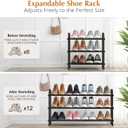 INSMART 3-Tier Expandable Shoe Rack, Stackable and Adjustable Shoes Organizer Storage Shelf, Sturdy and Durable Metal Structure Free Standing Shoe Rack for Closet Entryway Doorway