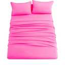 Ghooss Bed Sheet Set Queen Size Super Soft Microfiber 1800 Deep Pocket Luxury Bedding Sheets Double Brushed Wrinkle, Stain, Fade Resistant(Hot Pink,Queen)