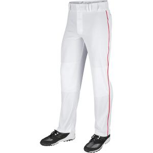 CHAMPRO Boys' Triple Crown Open Bottom Piped Youth Baseball Pants (Large, White, Scarlet Pipe)