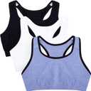 Fruit of the Loom Women's Built Up Tank Style Sports Bra Fashion Colors (34, Blue Gem Heather With Black/White/Black Hue)