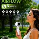 EcoNour Portable Handheld Fan - 5 Gear High Speed 13550 RPM Rechargeable Mini Personal Hand Fans that Blow Cold Air, Battery Powered Travel Fan Essentials, Holiday Gifts for Women, Men - White