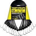 15'' Rubber Bungee Cords Heavy Duty Outdoor with 27" Max Stretch & Over 176 lbs Load, 100% EPDM Black Bungee Straps with Crimped S Hooks for Cargo, Tarps, Truck, Motorcycle, Weatherproof (50 Pack)
