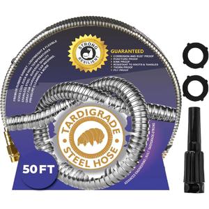 Tardigrade Metal Garden Hose 50 FT, Heavy Duty 304 Stainless Steel Water Hoses, Unmatched Durability, Flexible, No Kink & Tangle, Lightweight, Pet & Rust Proof for Outdoor Lawn Yard