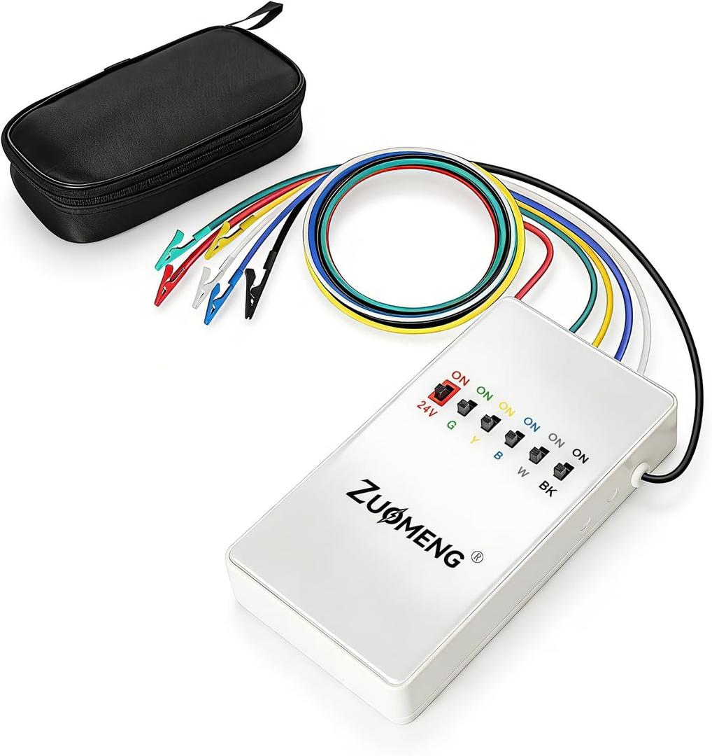 HVAC Thermostat Bypass Tool Kit Compatible Replacement for Supco Tradefox Jumper King, Zuomeng Low Voltage Diagnostic Jumper Tool with DIP Switch, Overcurrent Protection, Flame-Retardant Case