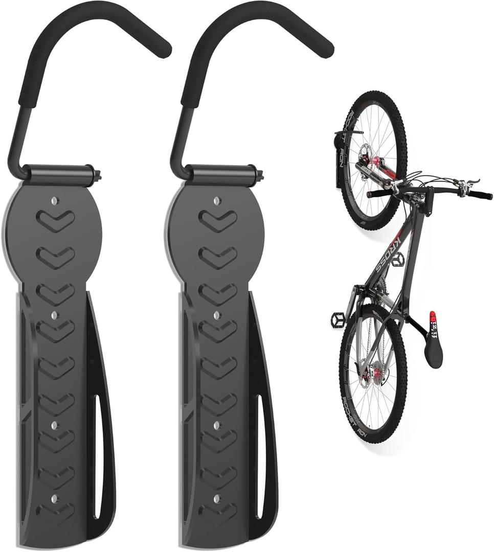 suptek 2 Packs of Vertical Bike Rack Wall Mount - Heavy Duty Garage Bike Hanger for Indoor Storage, Easy to Hang and Detach, Supports Up to 132 lb, BYPA01-2