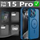 Cufelf Magnetic for iPhone 15 Pro Case(Compatible with Magsafe) Full Camera Protection,2+Full Coverage Screen Protector,Translucent Matte,Military Drop Protection Phone Case,6.1",Blue