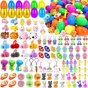 [ Surprise Golden Egg ] 100 PCS Prefilled Easter Eggs with Toys ,100 Plastic Easter Eggs Fillers with Assorted Toys Non Candy Prizes Easter Basket Stuffers for Kid Toddler Boys Girls Party Favors