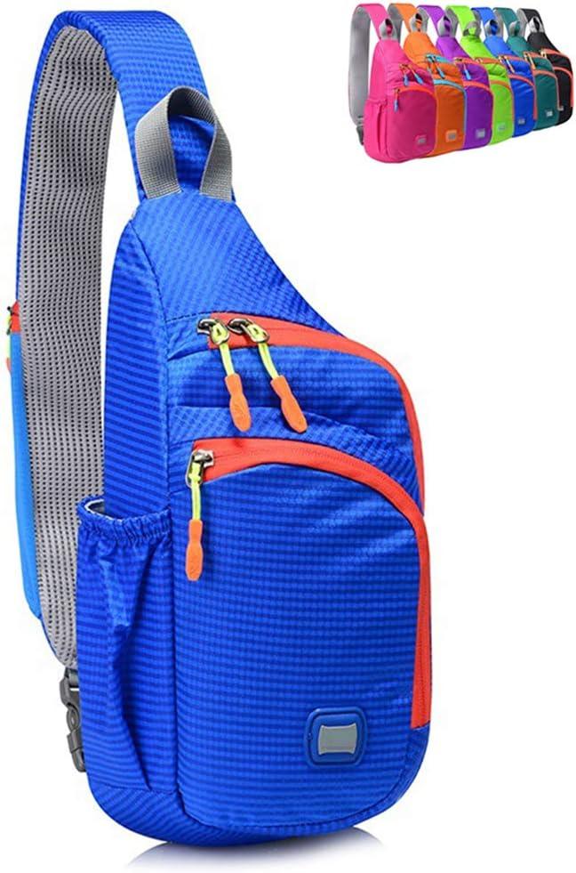 Peicees Small Sling Backpack Waterproof Unisex Shoulder Bag Chest Crossbody Daypack (Blue)