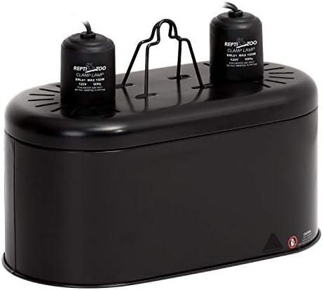 REPTI ZOO Dual Reptile Light Fixture for Reptile Dome UVB Lamp Fixture Dual Reptile Reflector Dome Lamp Cap Combo Integration Design Heat Lighting