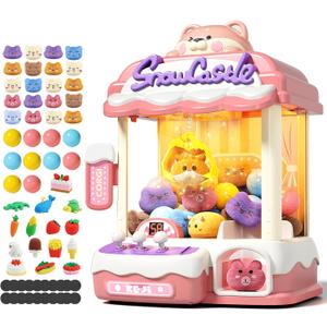 Claw Machine for Kids, Mini Vending Machine with Music, Prize Dispenser Toys for Girls and Boys, Electronic Claw Game Machine for Party Birthdays, Includes 45 Mini Toys (Medium)