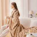 NEWCOSPLAY Super Soft Twin Blanket Brown Premium Silky Flannel Fleece 3D Ribbed Jacquard Lightweight Bed Blanket All Season Use Brown Ribbed, Twin(60"x80")