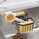 TAILI Sponge Holder with Strong Suction Cup, Dish Sponge Caddy Inside Sink Removable, Rustproof Aluminum for Sponges, Brushes, Stoppers and Scrapers - Black