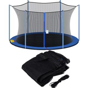 SPORTYOUTH Trampoline Netting Replacement for 6 Straight Poles 12ft Round Frame Trampolines, Safety Enclosure Net Breathable Weather & UV Resistant with Adjustable Straps, NET ONLY, Size: 12 feet - 6 Pole