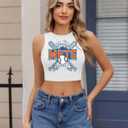 Baseball Tank Top Women Vintage Baseball Mom Tanks Baseball Season Graphic Tee Shirts Game Day Knit Crop Sleeveless Tops (White, M)