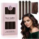Heatless Hair Curlers Overnight Set, Foam Flexi Rods with Satin Scarf, Comfortable Sleeping Curlers for Natural Waves, No-Heat Styling Tool for Long & Medium Hair, Brown