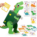 Dinosaur Valentines Day Box and Cards for Kids School, Valentines Day Gifts for Kids with Valentine Dino Card for Classroom Exchange, Party Favor (1 Dinosaur Box, 32 Valentine Cards, 1 Teacher Card)