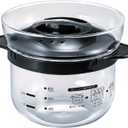 HARIO XRCN-2-B Glass Microwave Rice Pot, 1 to 2 Cups, For Microwaves, Black, 1 to 2 Cups, Made in Japan