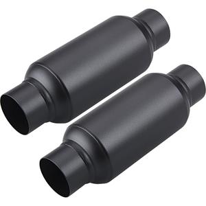 LCGP 2 Pack 2.5'' Inlet & 2.5" Outlet, Universal Resonator, 11.5'' Overall Length Stainless Steel Muffler/Weld On