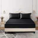 set king size 3 pcs 2 pillowcases flat sheet and fitted sheet black