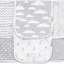 Burp Cloths for Baby Girl - Ultra Absorbent Burping Rags - Anti Shrink Unisex Burpy Clothes - Super Soft Jersey Cotton, Large 21"x10" - Thick for Newborn Cloth Diapers - 6 Pack by Baebae Goods (Grey Clouds)