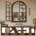 Arched Wall Mirror with Wood Window Frame, 40x28 Vintage Rustic Farmhouse Mirror for Wall, Living Room, Bedroom, Entryway(Brown)