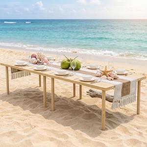 80"x30" Portable Boho Wooden Low Folding Picnic Table for Indoor Outdoor, Diagonal Stripe 80*30inch