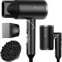 ANNLARY Hair Dryer with Comb, ANNLARY 1800W Blow Dryer with Diffuser for Curly Hair, Plasma Ionic Hair Dryer for Frizz Control, Foldable Portable Low Noise Hairdryer, 6.5 ft ALCI Cord