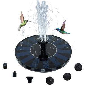 Solar Bird Bath Fountain Pump 6.3" | Floating Solar Fountain with 7V 1.4W Panel | Solar Water Pump for Bird Bath, Pond, Garden & Outdoor Water Features | 5 Spray Patterns