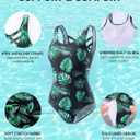American Trends Athletic One Piece Swimsuits for Women Modest Bathing Suits Criss Cross Back Water Aerobics Swimwear (Green, M)
