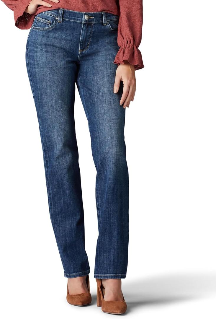 Women's Relaxed Fit Straight Leg Jean, Jaded,Size 14 Short