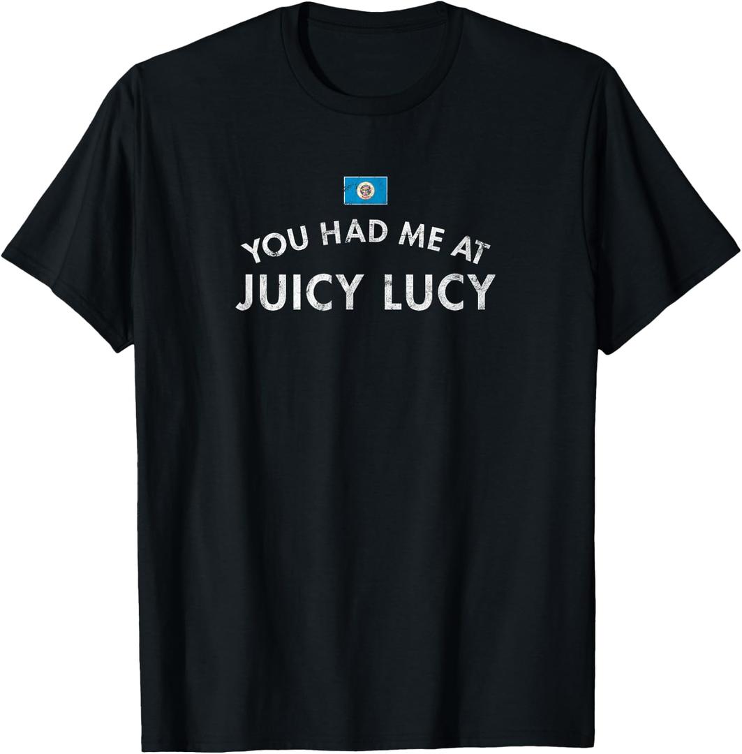 Jucy Juicy Lucy Cheeseburger Minneapolis Bar Food T-Shirt (Black, L)