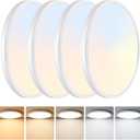 Brightever 9 Inch Flush Mount LED Ceiling Light Fixture, 5-in-1 CCT 2700K/3000K/4000K/5000K/6500K Selectable, 180W Equivalent, 2200LM Super Slim 18W LED Ceiling Lights for Living Room, Porch, 4 Packs