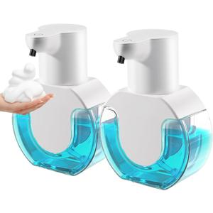 VZZNN 2 Pack Automatic Foaming Soap Dispenser 14.2oz/420ML Touchless Automatic Foaming Soap Dispenser,Rechargeabled Wall Mounted Smart Pump for Bathroom Kitchen (White)