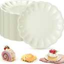 Yungyan 100 Pcs Mini Dessert Plates Cupcake Plates 3.5 Inch Cream Scalloped Rim Mini Paper Dessert Dish for Cake DIY Baking Party Wedding Birthday