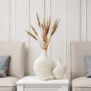 Modern Flower Vases Set of 2 - Decorative Vases for Home Decor - White Vase Accent for Living Room, Kitchen & Table Centerpiece - Minimalist Neutral Decoration C01DV601