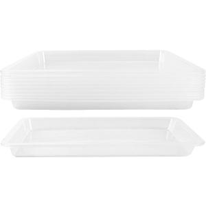 10 Pack Clear Plastic Art Trays, 13.4 x 9.8 inch Large Arts and Crafts Activity Sensory Paint Trays, Kids Serving Tray for DIY Projects, Painting, Beads for Classroom Home School Organizer