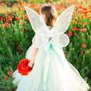 Quescu 2Pcs Fairy Wings for Adults,Butterfly Wings for Girls Women,Halloween Costume Sparkle Angel Wings Dress Up Party Favor (White+White) 