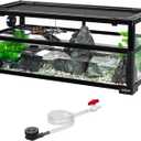 REPTIZOO 18 Gallon Turtle Tank Aquarium, 30"12"12" Tortoise Habitat Water-Land Ecological Turtle Tank with Drainage System Aquatic Aquarium